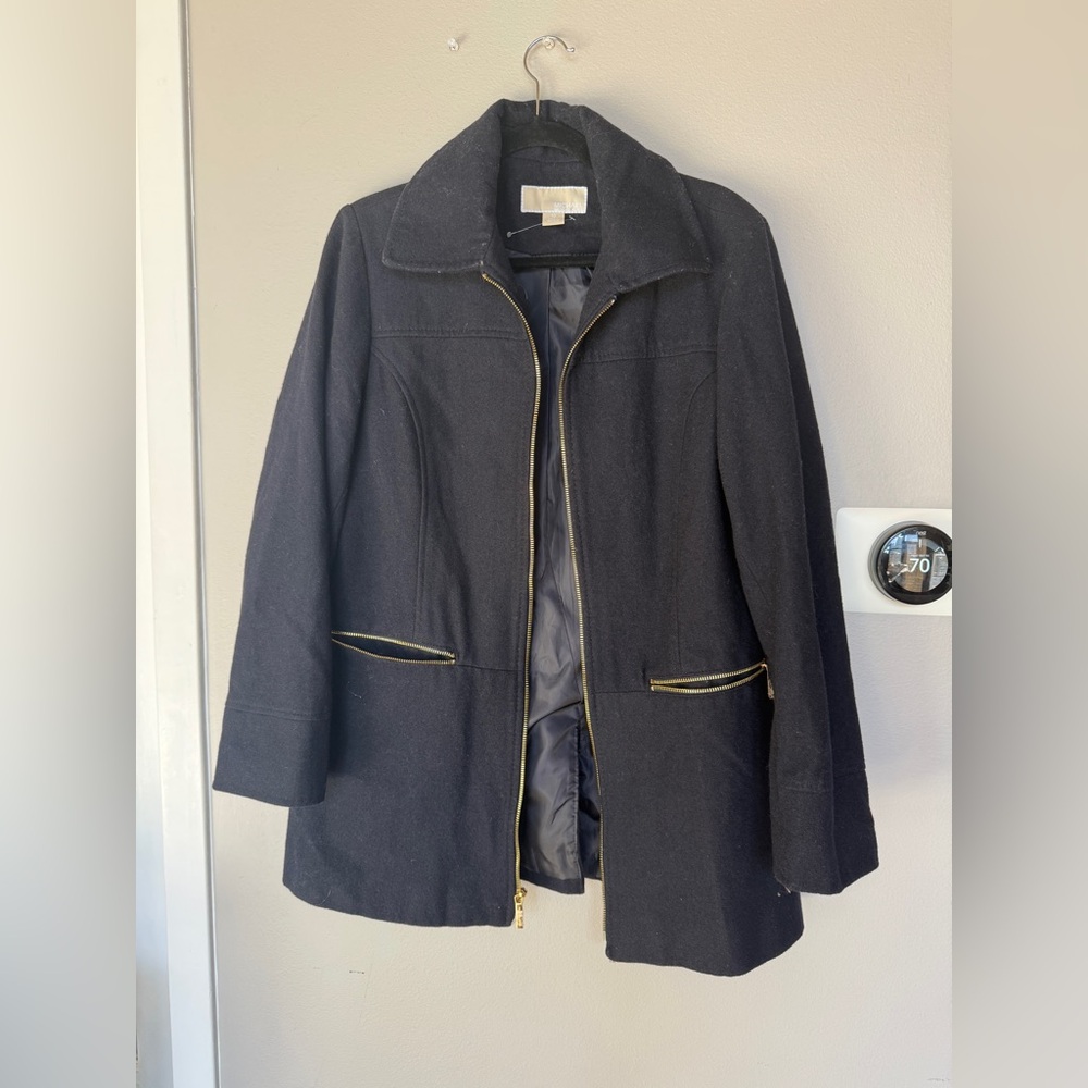 Michael Kors Navy Coat with gold details